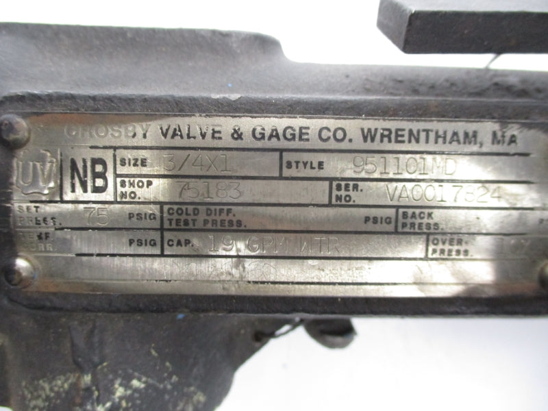 CROSBY 951101MD 75 PSI 3/4X1" UNMP