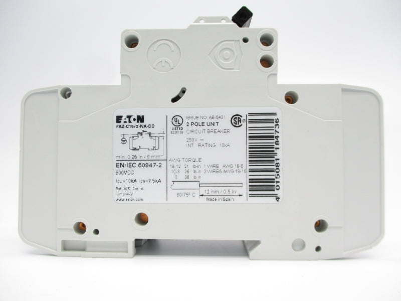 EATON FAZ-C15/2-NA 120643 250VDC 15A NSMP