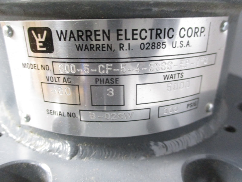 WARREN ELECTRIC 300-5-CF-5-4-33SS-EP-Y3 480VAC 300PSI 1 3/4" UNMP