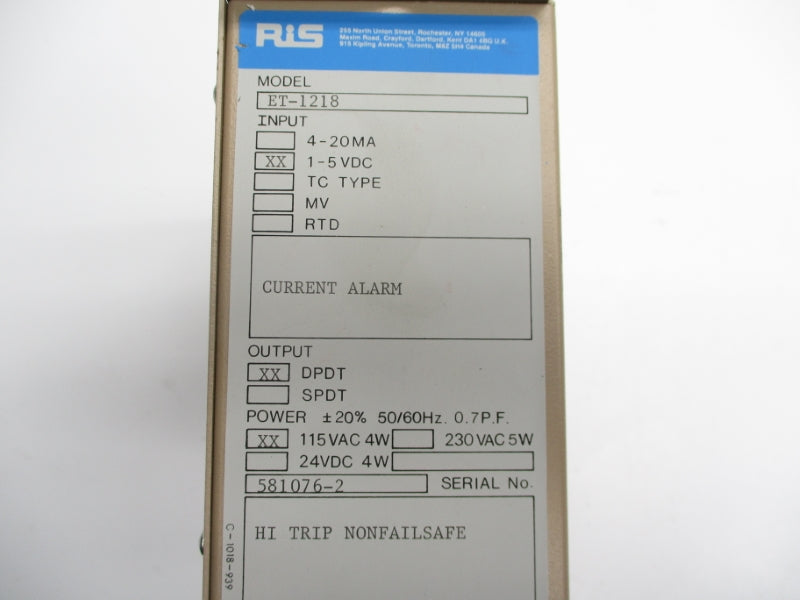 RIS ET-1218 1-5VDC NSNP