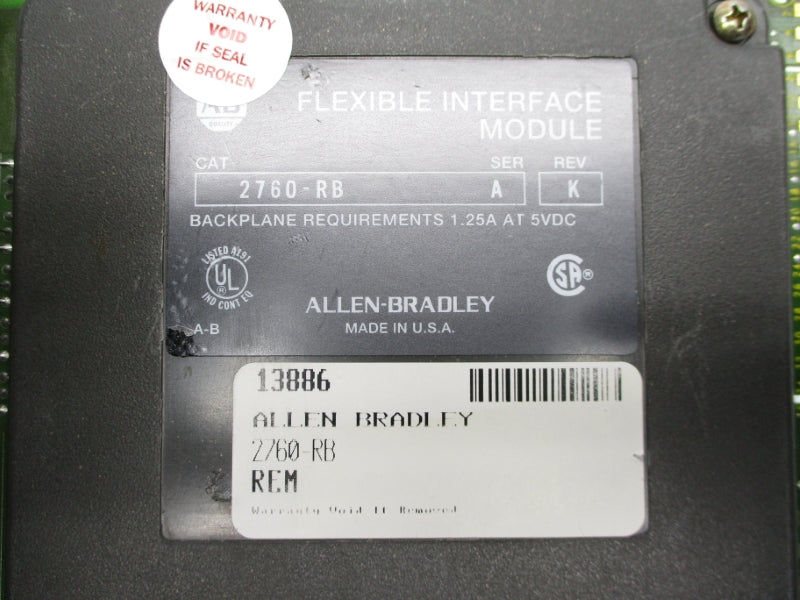 ALLEN BRADLEY 2760-RB SER. A 5VDC 1.25A REMAN