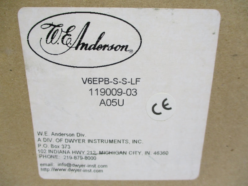 W.E. ANDERSON V6EPB-S-S-LF 119009-03 NSFS