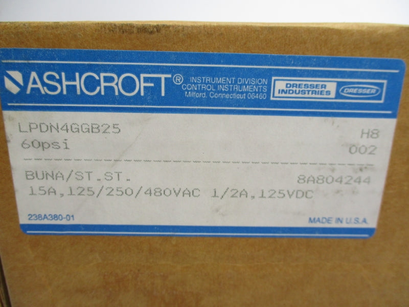 ASHCROFT LPDN4GGB25 480VAC 15A 60PSI NSMP