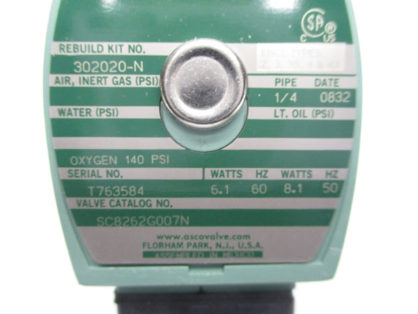 ASCO SC8262G007N 140PSI 1/4" NSMP