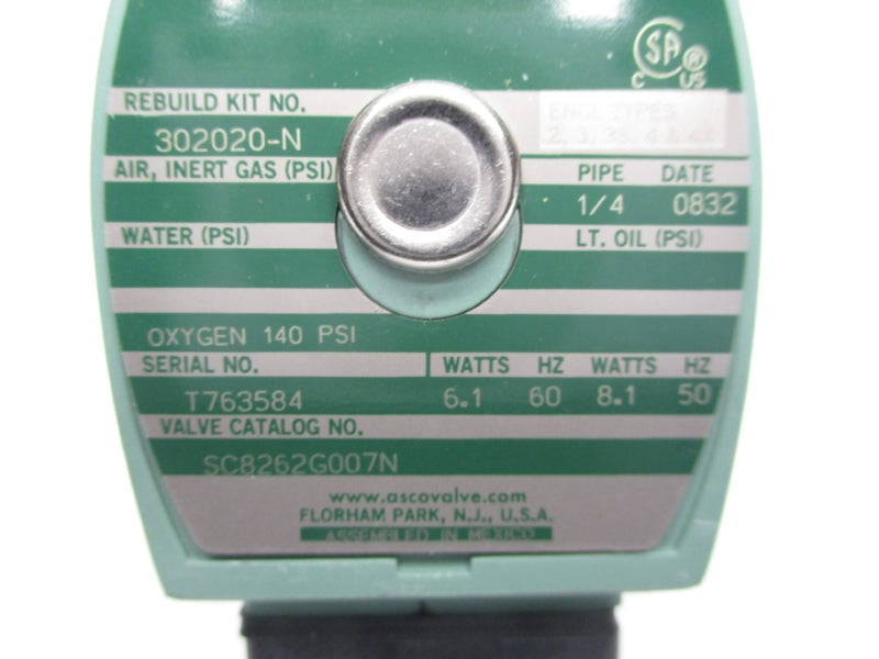 ASCO SC8262G007N 140PSI 1/4" NSMP