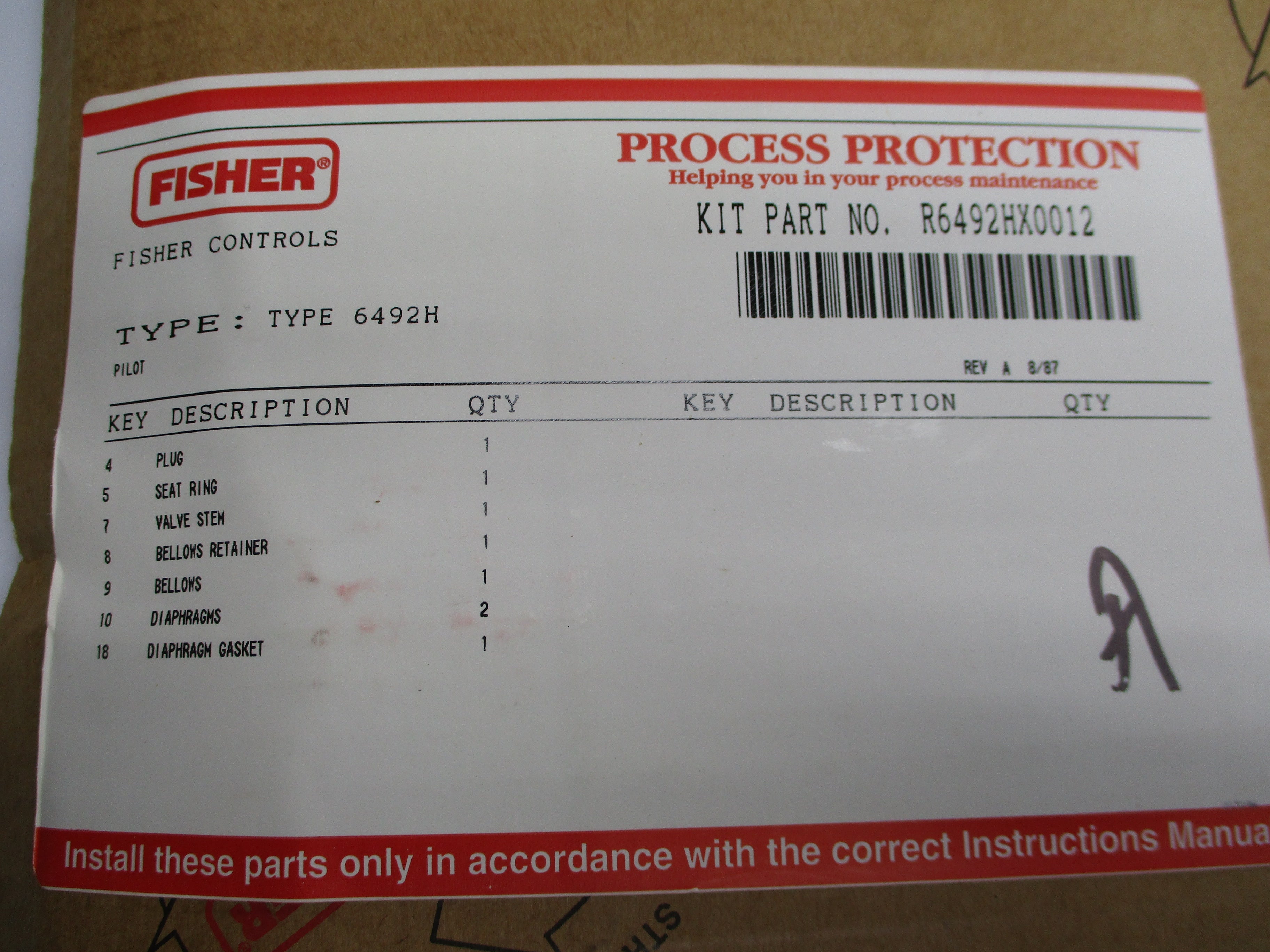 FISHER R6492HX0012 NSMP