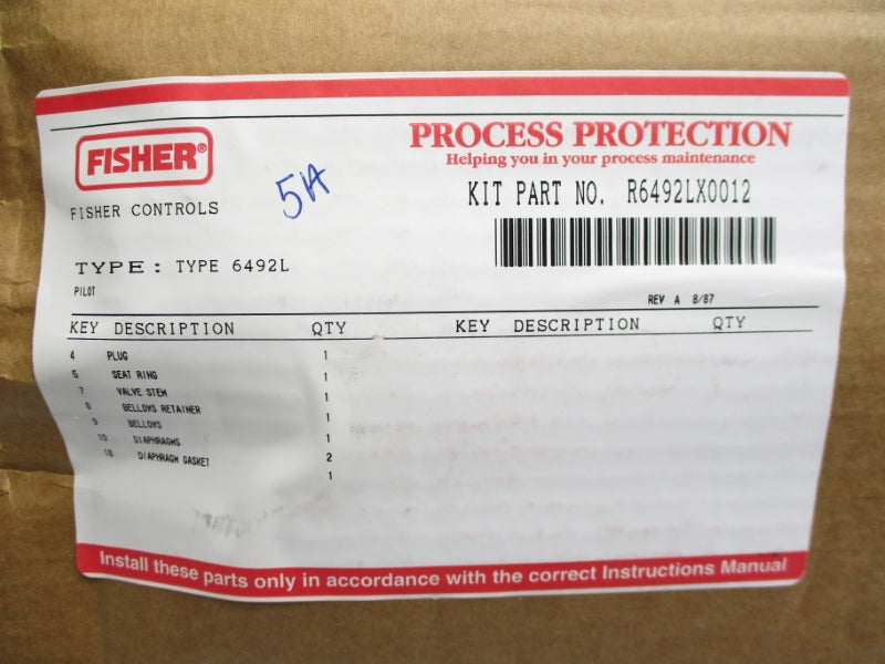 FISHER R6492LX0012 NSMP