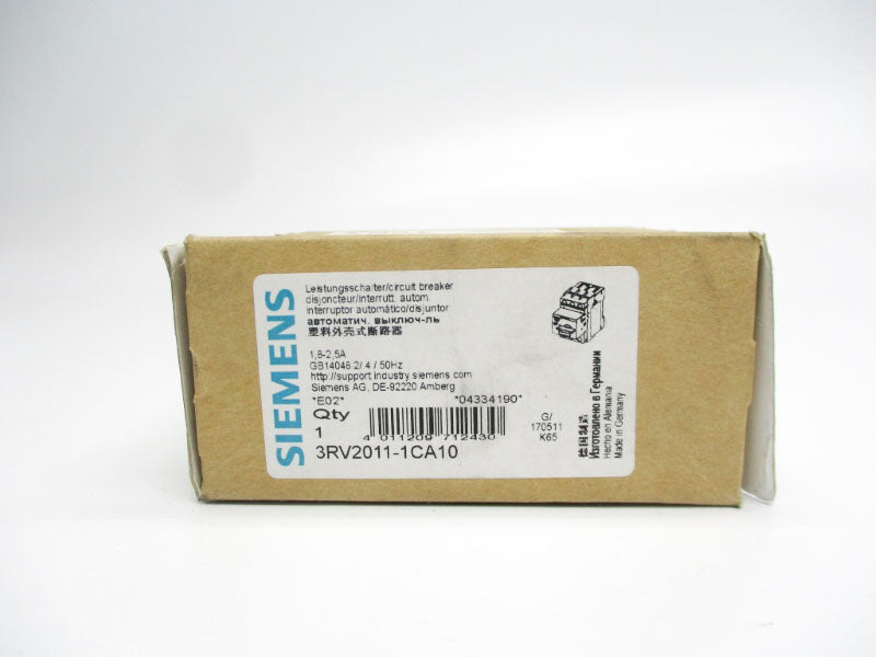 SIEMENS 3RV2011-1CA10 600V 1.8-2.5A NSMP