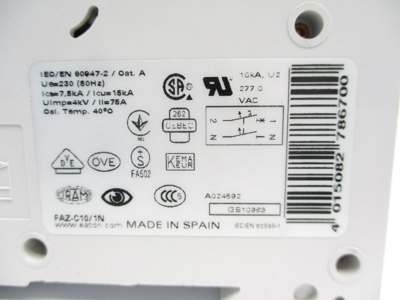 EATON FAZ-C10/1N 240V 15A NSNP