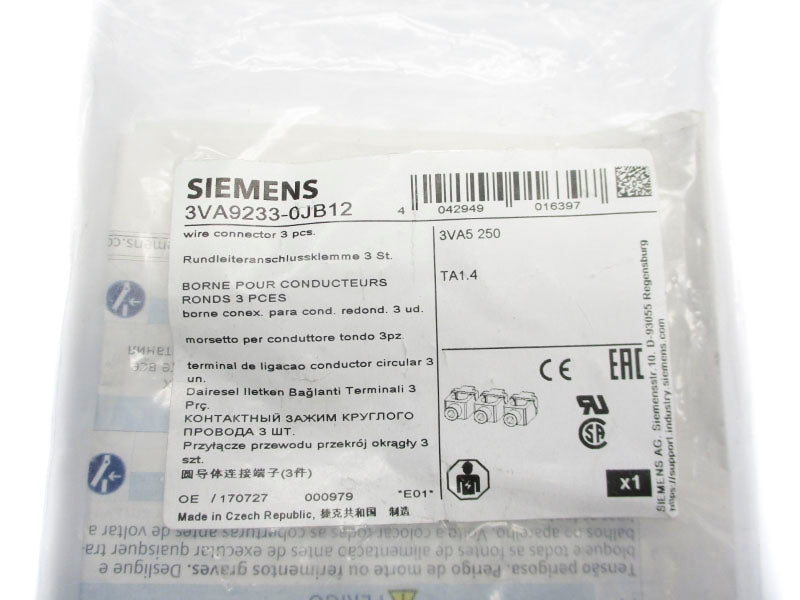 SIEMENS 3VA9233-0JB12 (PKG OF 3) NSMP