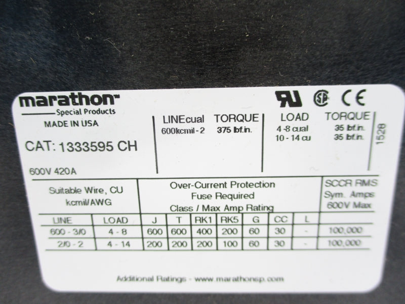 MARATHON 1333595CH 600V 420A NSNP