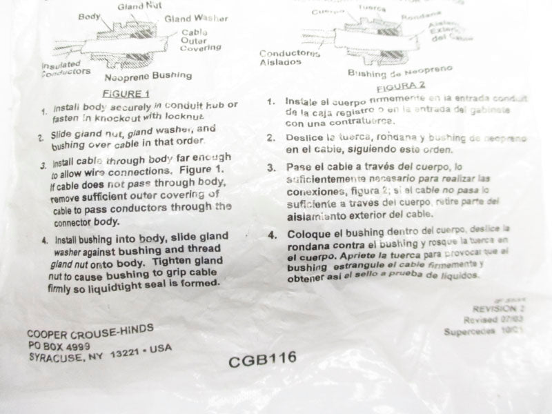CROUSE-HINDS CGB116 NSMP