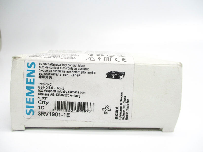SIEMENS 3RV1901-1E 240V 1A (PKG OF 10) NSMP