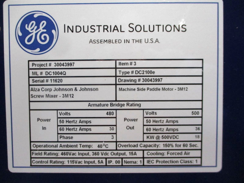 GENERAL ELECTRIC DC2100E DC2100.0100.PM.R 500V 15A NSMP