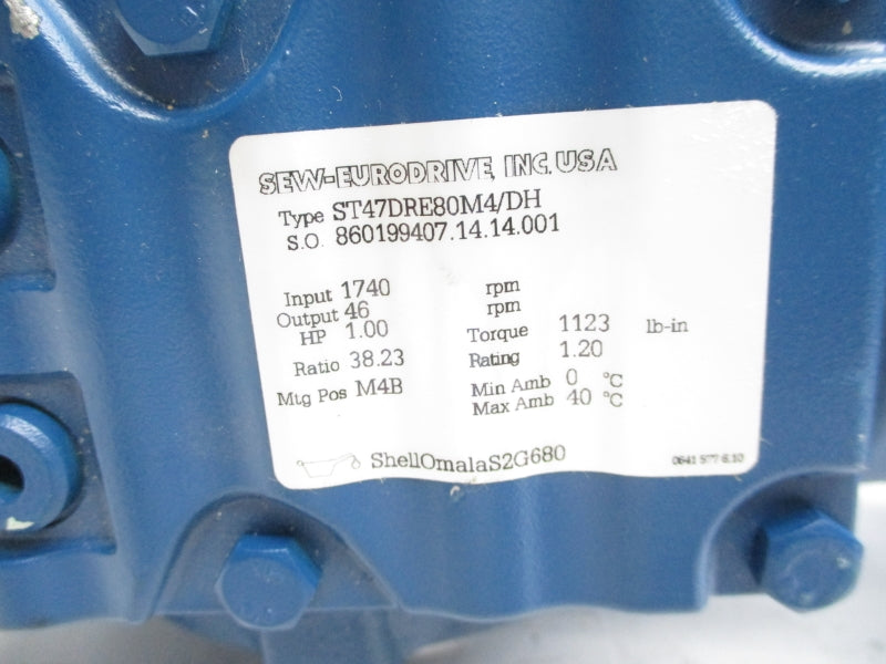 SEW EURODRIVE ST47DRE80M4/DH 230/460V 2.90/1.44A NSNP