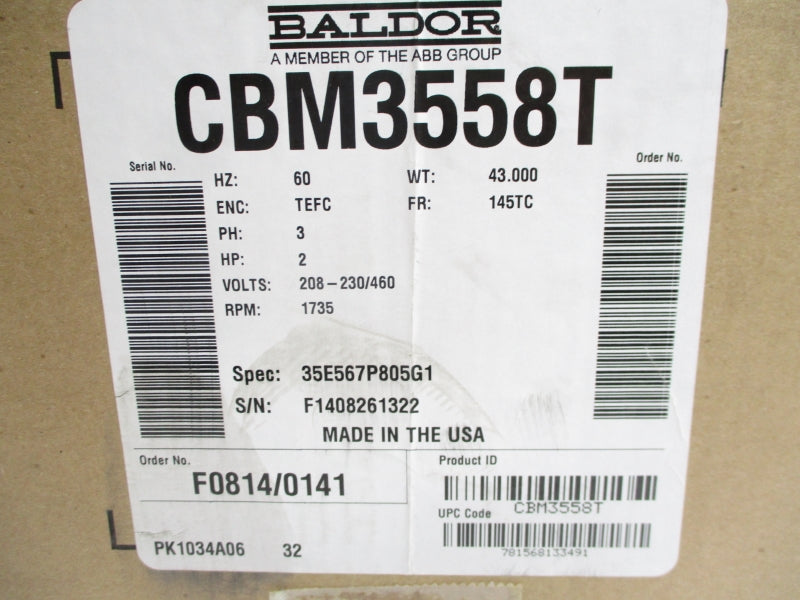 BALDOR CBM3558T 230/460V 6.5-6/3A NSMP