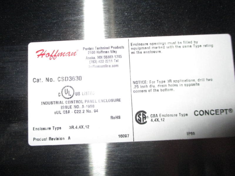 HOFFMAN CSD36012SS NSNP