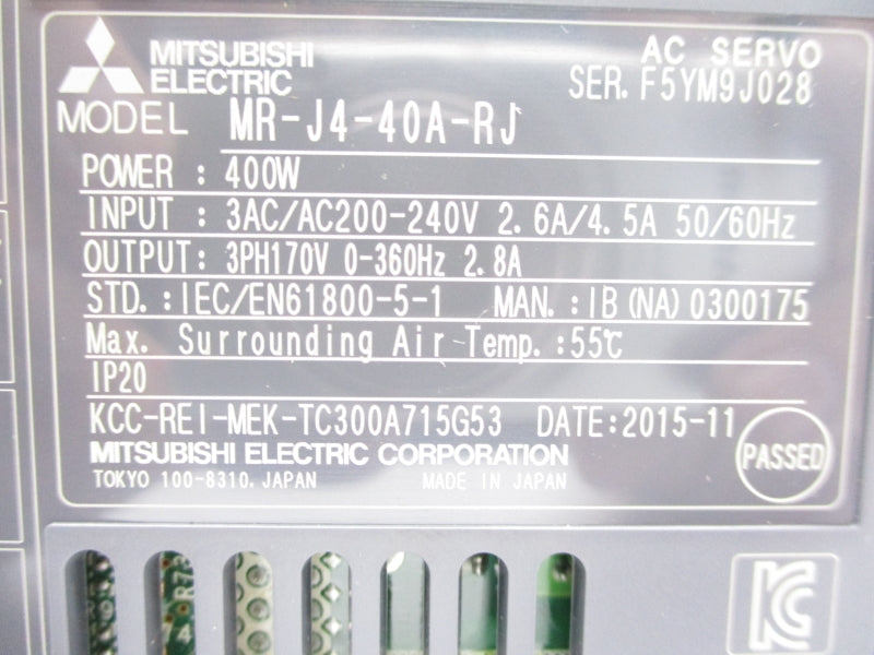 MITSUBISHI MR-J4-40A-RJ 200-240VAC 2.6/4.5A NSMP