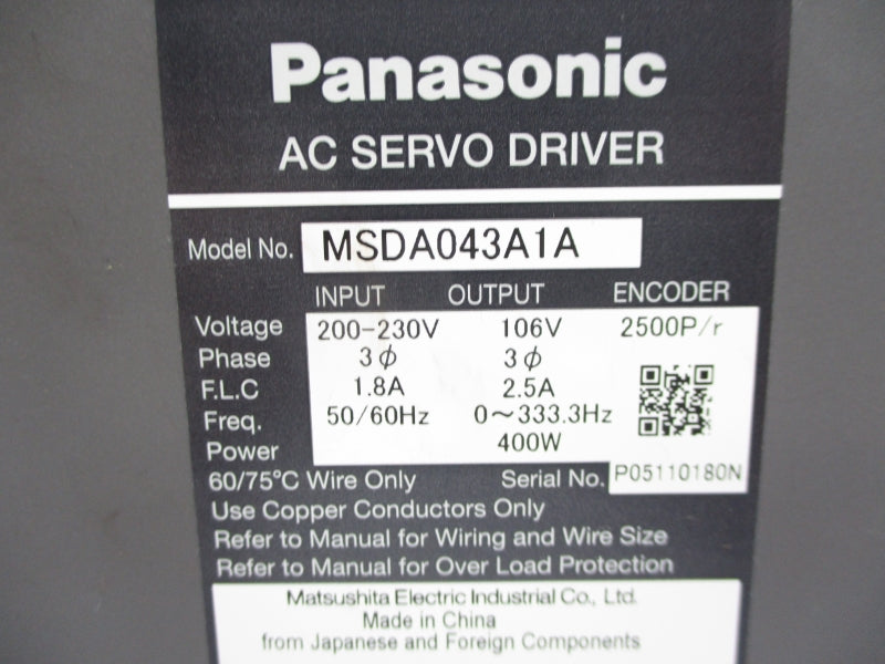 PANASONIC MSDA043A1A 200-230V 2.5A NSMP