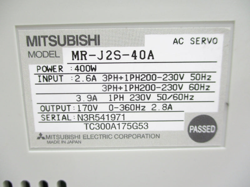 MITSUBISHI MR-J2S-40A 230V 3.9A NSMP