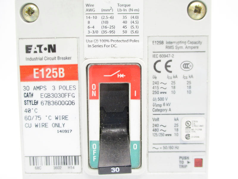 EATON EGB3030FFG 480V 30A UNMP