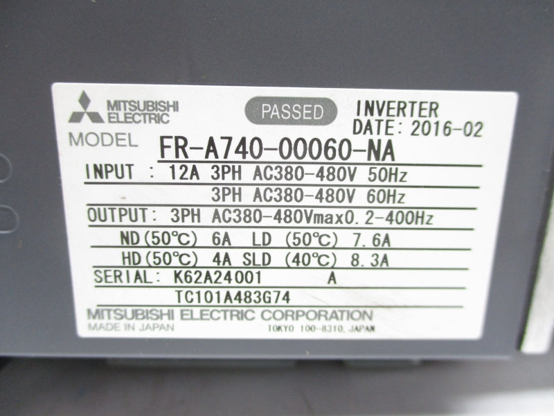 MITSUBISHI FR-A740-00060-NPDP FR-A740-00060-NA 380-480VAC 8.3A NSMP