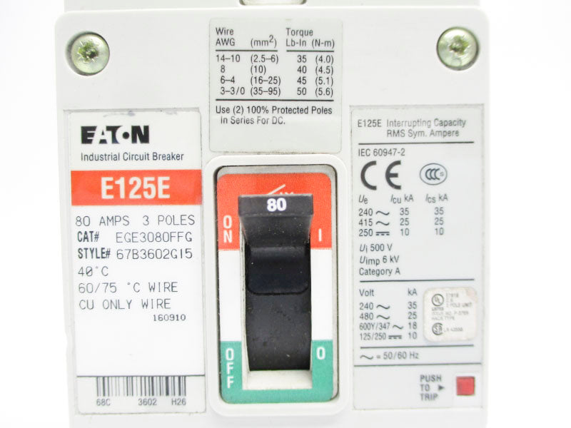 EATON EGE3080FFG 480V 80A UNMP