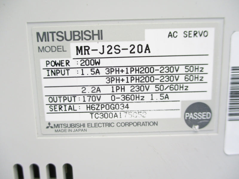 MITSUBISHI MR-J2S-20A 200-230V 2.2A NUPI