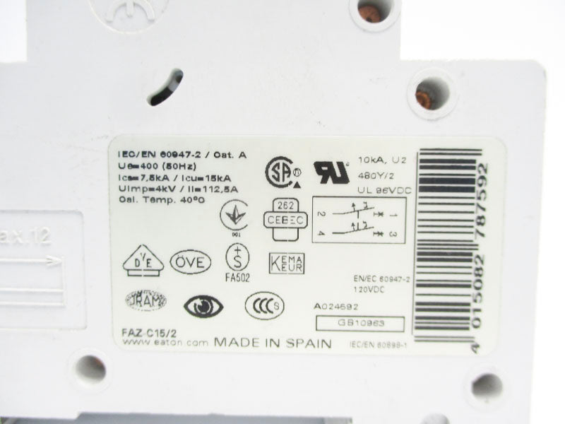 EATON FAZ-C15/2 415V 15A UNMP