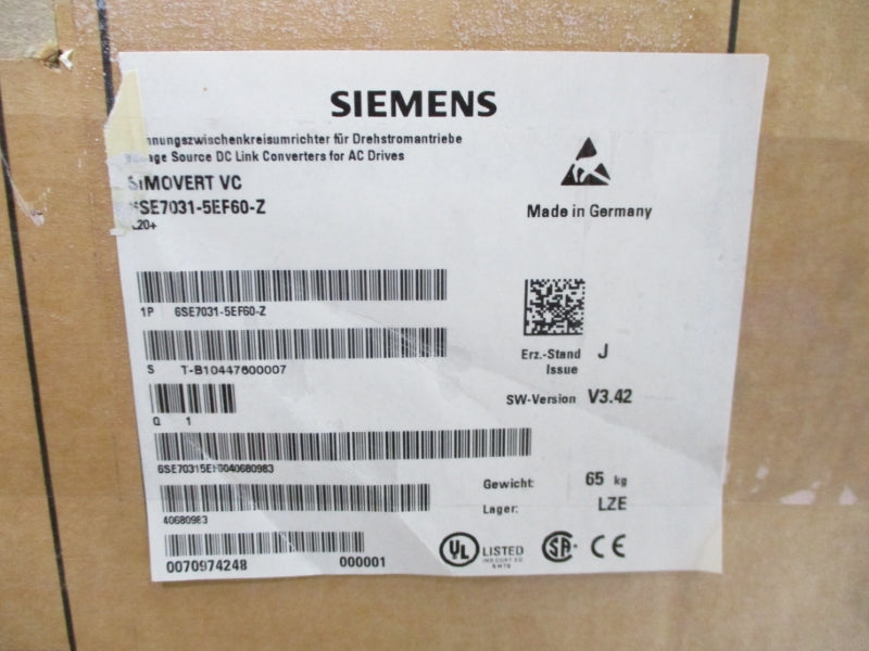 SIEMENS 6SE7031-5EF60-Z 380-480VAC 160A NSMP