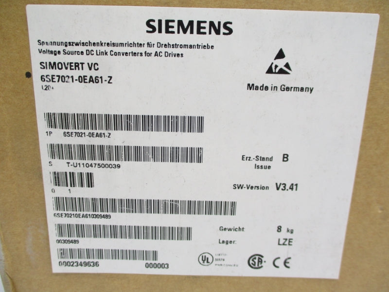 SIEMENS 6SE7021-0EA61-Z 380-480VAC 11.2A NSMP