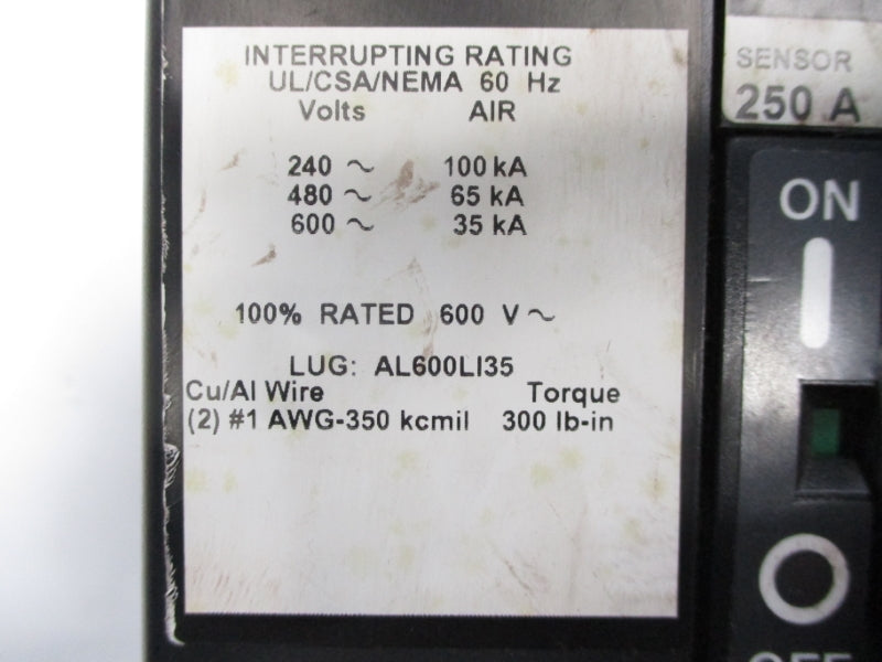 SQUARE D LE36250LIG 600V 250A NSNP