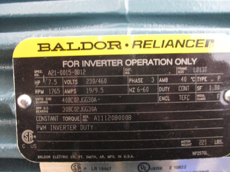 BALDOR L213T 230/460V 19/9.5A NSNP