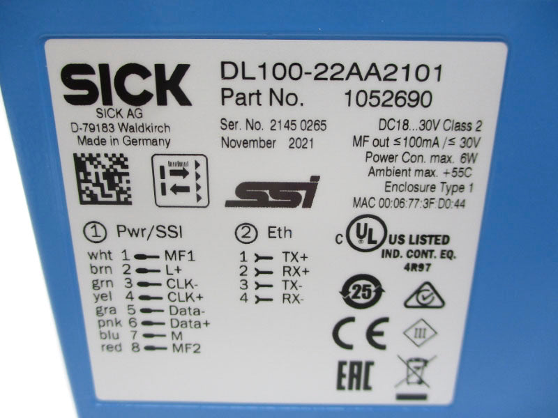 SICK DL100-22AA2101 1052690 30VDC NSMP