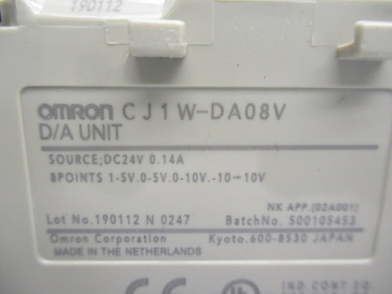 OMRON CJ1W-DA08V 24VDC 0.14A NSMP
