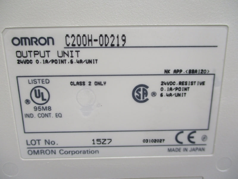 OMRON C200H-OD219 24VDC 6.4A NSMP