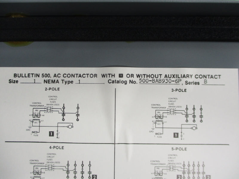 ALLEN BRADLEY 500-BAB930-6P SER. B 600VAC NSNP