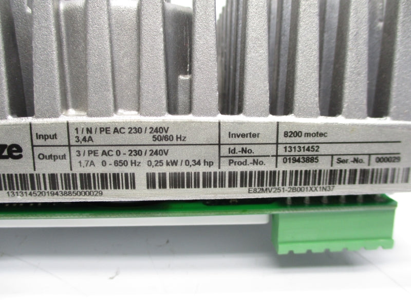 LENZE E82MV251-2B001 230-240V 3.4A (NO COVER) NSMP