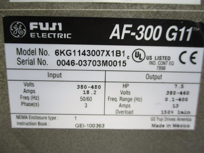 FUJI ELECTRIC 6KG1143007X1B1 380-480V 18.2A UNMP