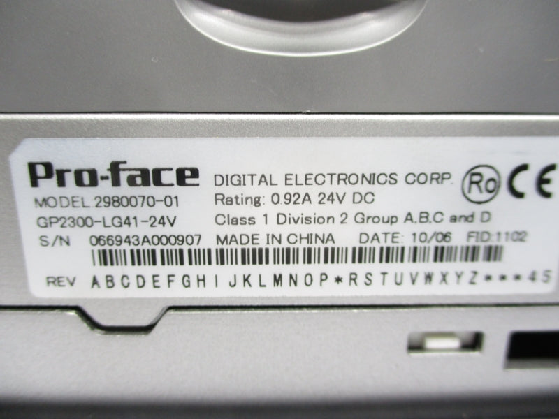 DIGITAL ELECTRONICS GP2300-LG41-24V 2980070-01 24VDC .92A NSMP