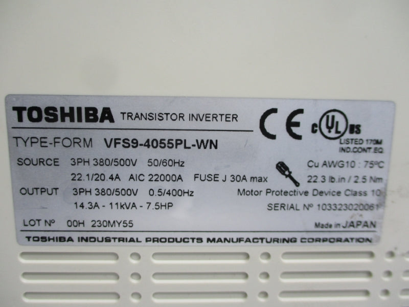 TOSHIBA VFS9-4055PL-WN 380/500V 22.1/20.4A NSNP