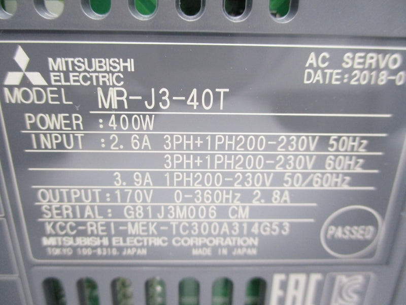 MITSUBISHI MR-J3-40T 200-230V 3.9A NSMP