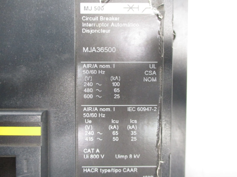 SQUARE D MJA36500 600V 500A (AS PICTURED) UNMP