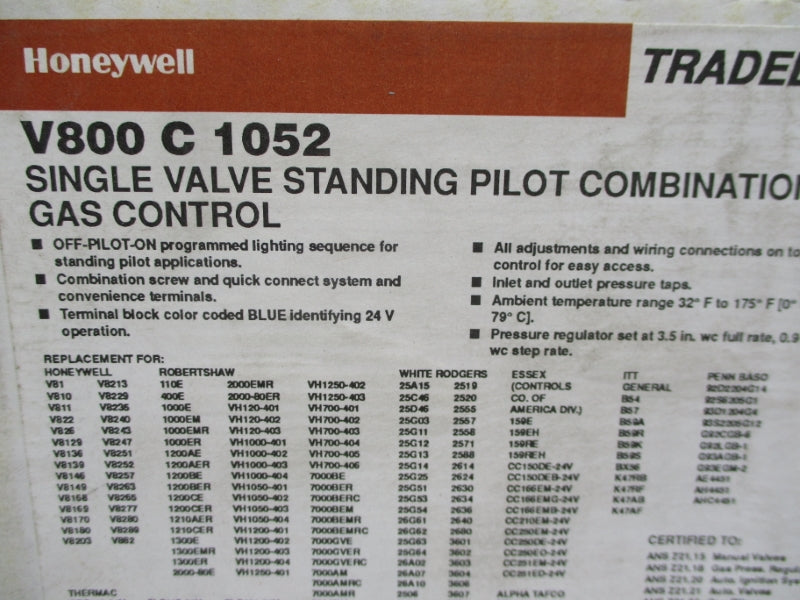 HONEYWELL V800C1052 24V 0.2A 1" NSMP