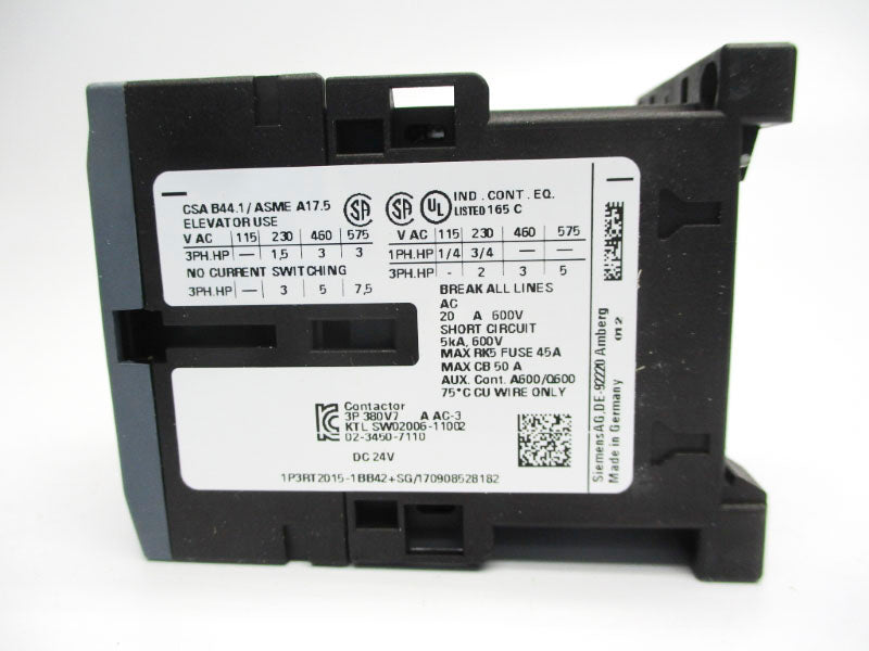 SIEMENS 3RT2015-1BB42 24V 7A NSMP
