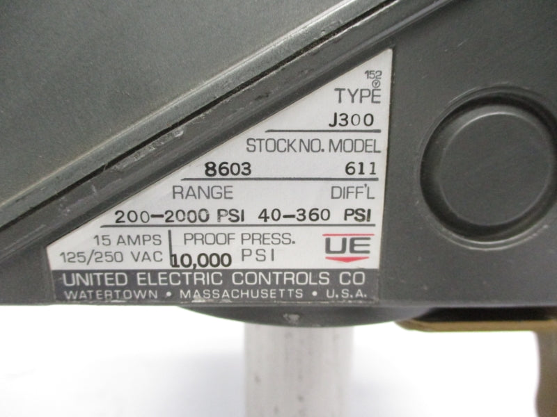 UNITED ELECTRIC J300-8603 125/250VAC 15A 1/2" UNMP