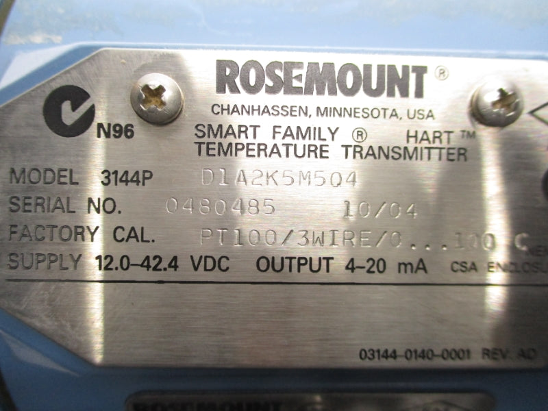 ROSEMOUNT 3144PD1A2K5M504 12-42.2VDC 3/4" NSMP