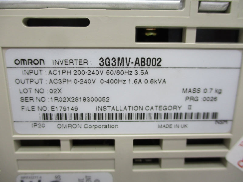 OMRON 3G3MV-AB002 200-240V 3.5A NSMP