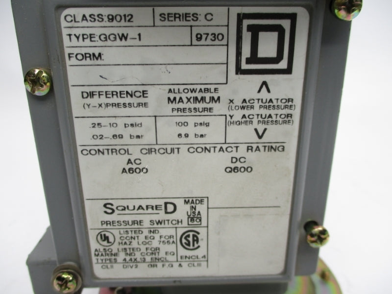 SQUARE D 9012GGW-1 SER. C 6.9BAR 100PSI 3/4" NSNP