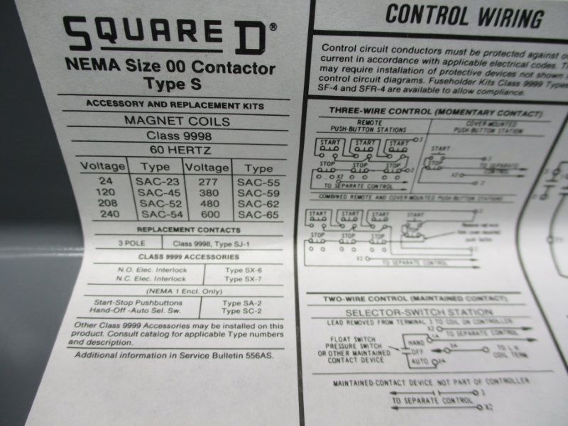 SQUARE D 8502SAG12 SER. B 110-120V NSNP